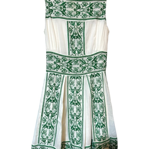 Studio Max midi dress. white with green embroidered fabric details - Picture 3 of 4